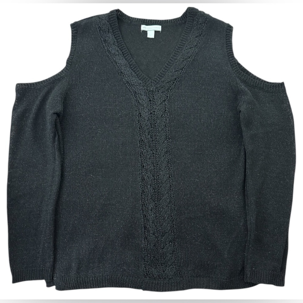 NY & Company | Elegant Black Cold Shoulder Long Sleeve Sweater | Size L | EUC